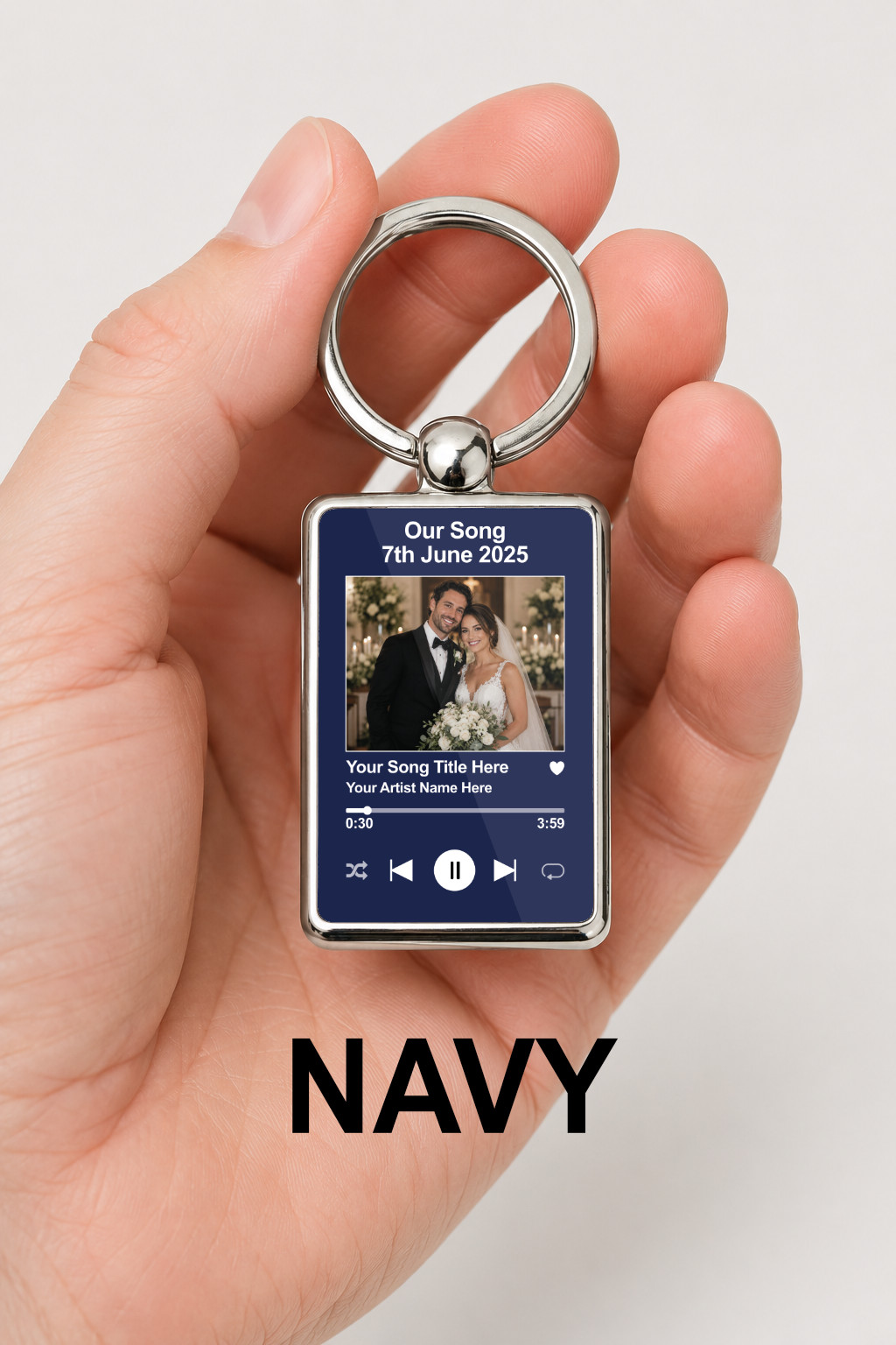 Personalised Wedding Song Keyring, Custom Photo Music Player Keychain, First Dance Song Gift, Double Sided Metal Keyring - Image 10