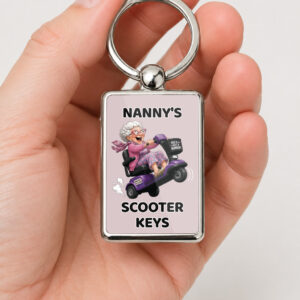 Personalised Nanny Scooter Keyring, Funny Mobility Scooter Gift for Nan, Custom Message Keychain, Nanny Birthday Gift