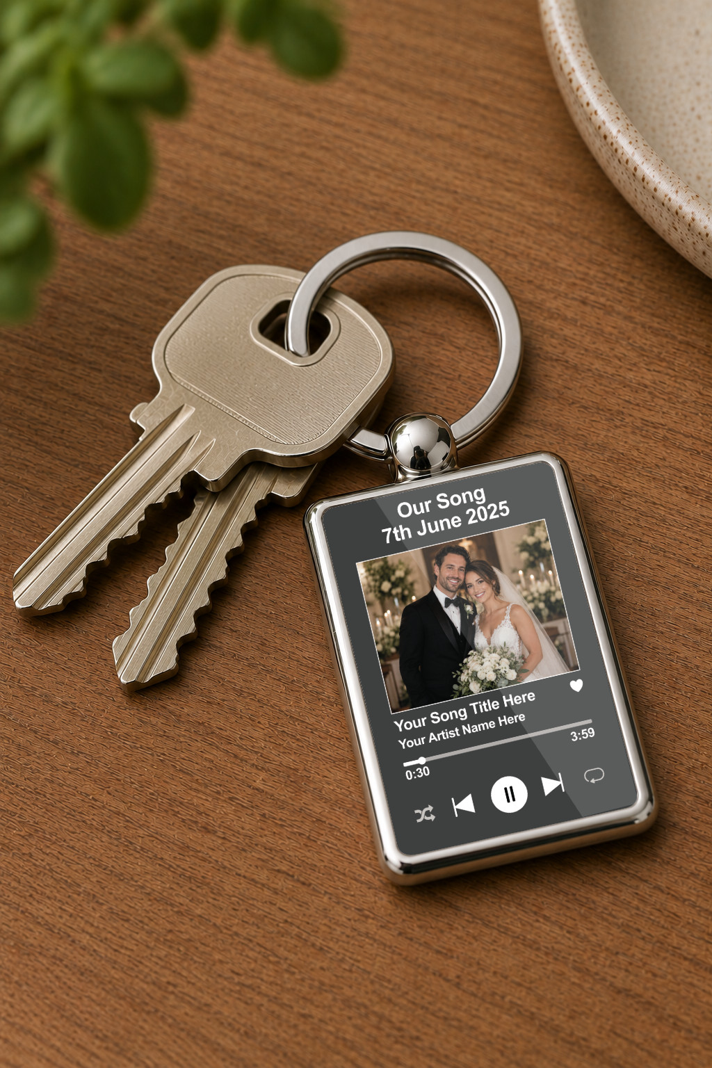 Personalised Wedding Song Keyring, Custom Photo Music Player Keychain, First Dance Song Gift, Double Sided Metal Keyring - Image 11