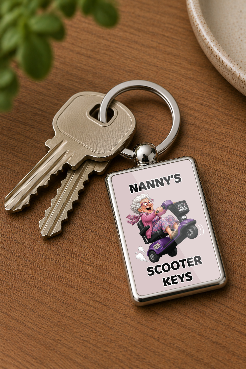 Personalised Nanny Scooter Keyring, Funny Mobility Scooter Gift for Nan, Custom Message Keychain, Nanny Birthday Gift - Image 2