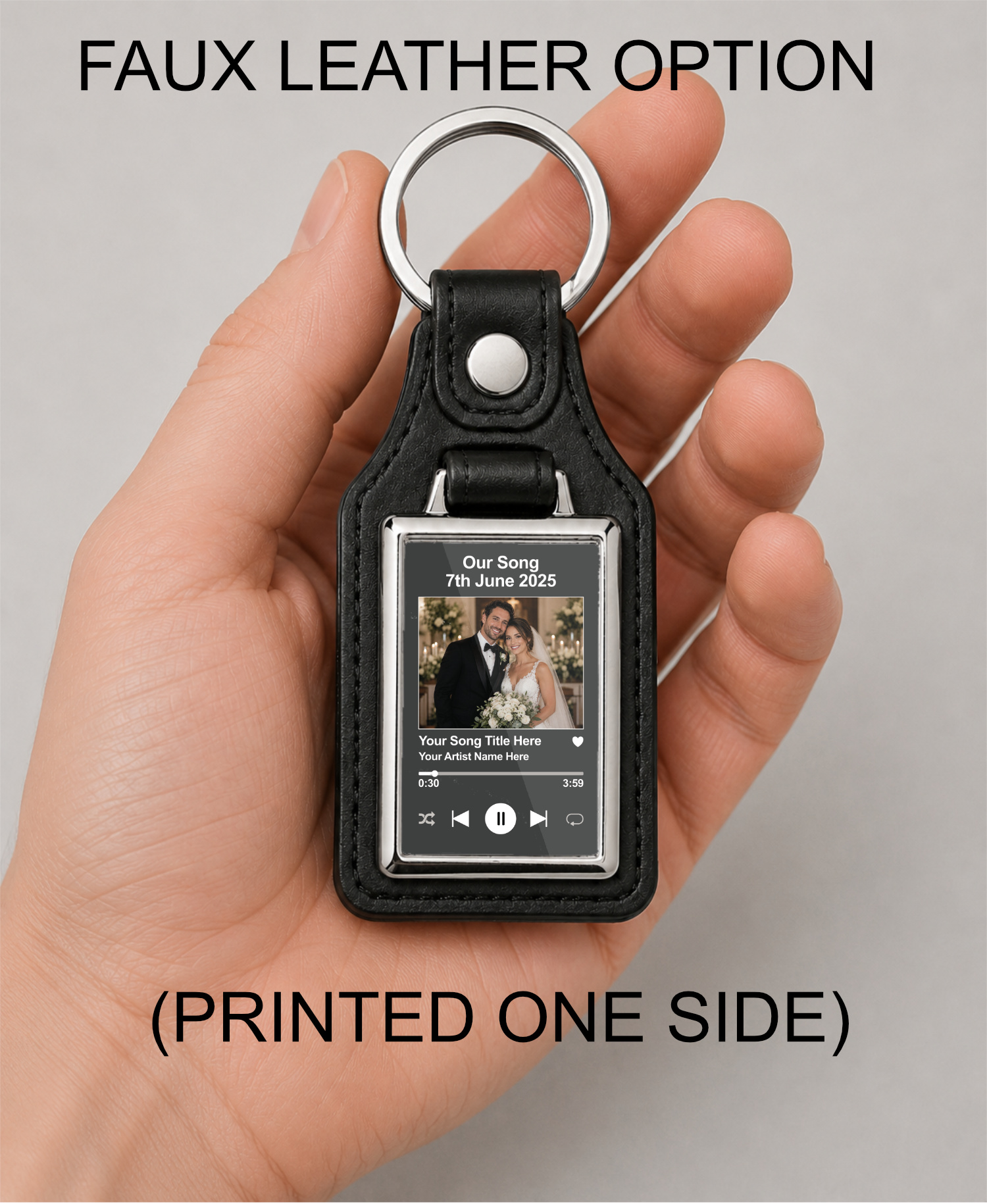 Personalised Wedding Song Keyring, Custom Photo Music Player Keychain, First Dance Song Gift, Double Sided Metal Keyring - Image 12