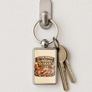 Sunday Roast Club Metal Keyring, Funny Food Lover Gift, Roast Dinner Keychain, British Sunday Lunch Gift, Printed Both Sides