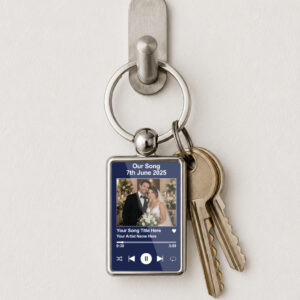 Personalised Wedding Song Keyring, Custom Photo Music Player Keychain, First Dance Song Gift, Double Sided Metal Keyring